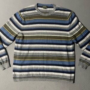 Eddie Bauer‎ Sweater Mens XL Multicolored Crew Neck Long Sleeve Striped Casual